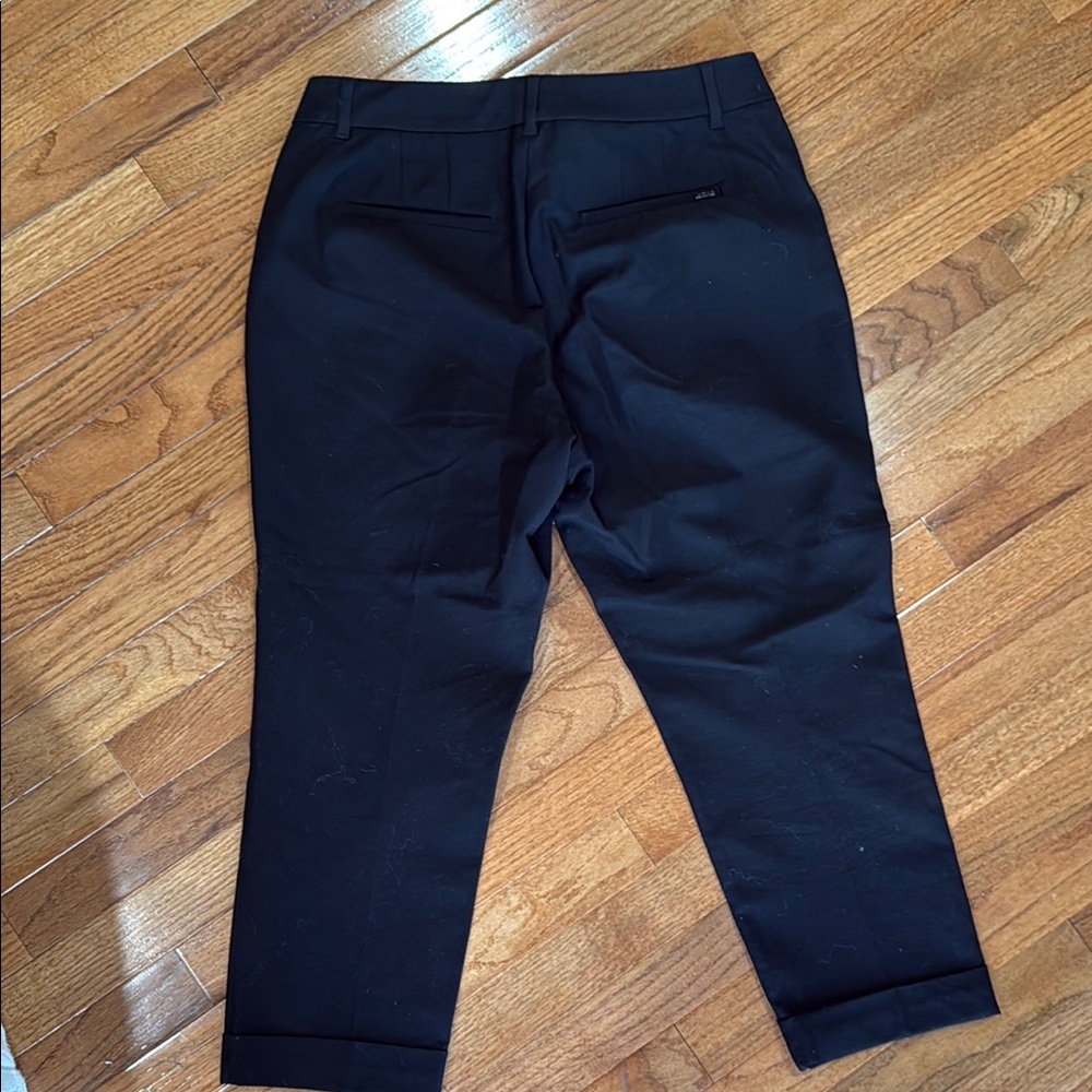 Pair of White House Black Market Black and Purple The Slim Cropped Pants - Picture 3 of 15
